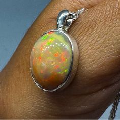 Giant Mesmerizing Natural Genuine Ethiopian Welo Opal Solid 925 Sterling Silver 18 Inch Chain New Artisan/Silversmithed In California Welo Opal, Opal Necklace, Solid 925 Sterling Silver, Opal, 925 Sterling Silver, Womens Sizes, California, Women Jewelry, Sterling Silver