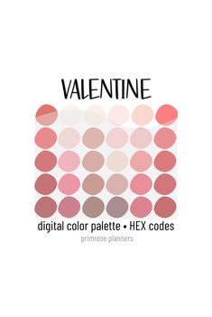 valentine's day card with the text, digital color palette hex codes