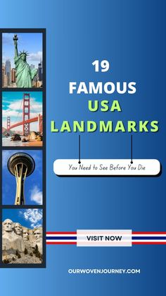 The United States is a country rich in history, culture, and breathtaking landmarks. From the iconic Statue of Liberty to the majestic Grand Canyon, these landmarks tell the story of a nation’s birth, growth, and development. You need to see these 19 famous USA landmarks before you die. Usa Landmarks, World Landmarks, Growth And Development, Travel Bucket List, Travel Bucket