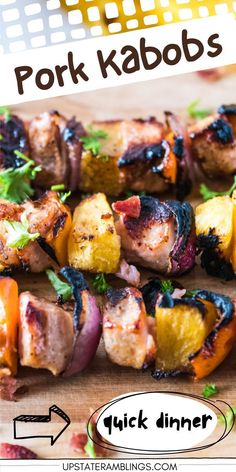 Pork Kabobs Pork Loin Filet, Bacon Pineapple, Pork Kabobs, Pork Skewers, Marinated Pork, Flavored Bacon, Pasta Dinners, Air Fryer Dinner Recipes, Summer Gathering