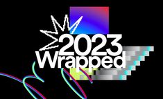 the logo for 2012 wrapped, with colorful lines and an arrow in the center on a black background