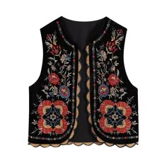 PRICES MAY VARY. Design: Y2k embroidery vest for women are designed with an open front and feature a stylish handmade exquisite floral design detail on the front of the garment. Vintage embroidered floral waistcoat has a retro style with a unique bohemian vibe that will keep you stylish and cool Material: This retro style flower cardigan vest tops made of high-quality polyester, which is lightweight, soft, breathable and comfortable. This allows you to go out even in the summer without feeling h Embroidered Vest, Velvet Vest, Floral Vests, Embroidered Crop Tops, Embroidered Velvet, Chic Shirts, Mode Boho, Cardigan Crop, Short Cardigan