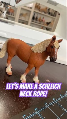 a toy horse with wings on it's head and the words let's make a schleigh neck rope