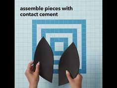 someone is holding up two pieces of paper with the words assemble pieces with contact cement