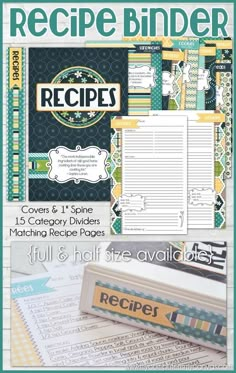 the recipe binder is open and ready to be used as a printable book