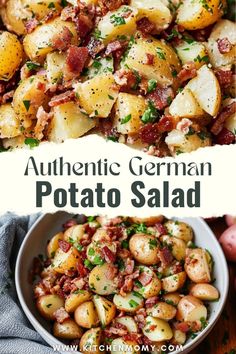 potatoes with bacon and parsley in a white bowl