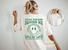 Comfort Colors®, Dear Person Behind Me Shirt, You Matter Shirt, Mental Health, Counselor, Teacher Shirts, Kindness, Inspirational t-shirt, Gift Perfect gift for teacher, social worker, mental health worker, counselor or anyone who wants to spread kindness 📋 HOW TO ORDER: 1. Select the size 2. Select the color 3. Select the quantity  4. Add personalization if required 5.Add to Cart ("buy now" will take you directly to checkout and "add to cart" will allow you to continue shopping with us) 6. Submit order (Shipping will automatically be combined for you) Always FREE SHIPPING on orders of $35 or more 👚G A R M E N T ∙ F E A T U R E S : * 1717 Comfort Colors®  * 6.1 oz., 100% ringspun cotton * Preshrunk, soft-washed, garment dyed fabric * These colors provide a vintage look that will remain f Spread Kindness Tshirt, Person Behind Me Shirt, Mental Health Worker, Dear Person Behind Me, Mental Health Counselor, Heat Press Designs, Spread Kindness, You Matter, Social Worker