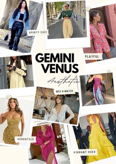 many different types of women in dresses and outfits with the words genni venus above them