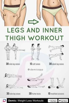 a woman's waist and thighs are shown with the words leg and inner thigh workout