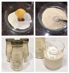 four pictures showing how to make homemade cake mix