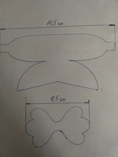 an image of a paper cut out with measurements for the top and bottom part of it