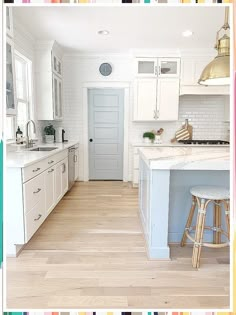 Kitchen Island - No problem, we've got you covered. Here you'll be able to discover all the supplies you need. Click to visit now. Sherwin Williams Blue, Chrissy Marie, Blue Gray Paint, White Oak Hardwood Floors, Oak Hardwood Flooring, Island Blue, White Oak Floors, Kitchen Island Design, Pantry Door