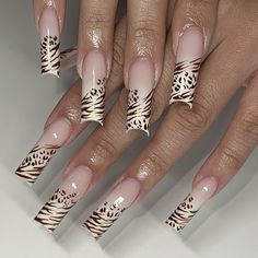 Fall Press On Nails, Tiger Nails, Zebra Nails, Y2k Nails, Animal Nails, Animal Print Nails