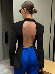 Blazer 2024, Backless Blazer, Street Decoration, Prom Suit, Slim Blazer, Costume Noir, Slim Suit