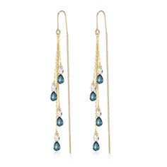 PRICES MAY VARY. Material The Teardrop Theader Earrings Made out of Eco-Alloy in great polish with Gold-Plated, crafted with sparkling rhinestone crystal, Hypoallergenic, Lead & Nickle free, Suitable for sensitive skin Size Long Chain Earrings Length: 3.4’’(8.8cm), Width: 0.35’’(0.9cm), Each Earring Weight: 2.25g. Stone Color: Blue Perfect Gift Choice: Come up with EleQueen brand jewelry gift box;An ideal accessory to your outfit or as an appropriate gift, Perfect Gift Choice for your Lover, Wif Long Delicate Earrings, Earrings Handmade Boho, String Earrings, Threader Earrings Gold, Long Chain Earrings, Prom Jewelry, Butterfly Jewelry, Brand Jewelry, Blue Gems