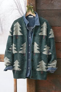 Evergreen Cardigan - Coldwater Creek Coldwater Creek Outfits, Ladies Style, Cardigan Green, Latest Sweater, Nature Walk, Sweater Layering, Fir Tree, Cold Weather Outfits, Cozy Cabin