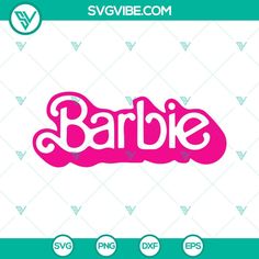 the word barbie is shown in pink and green