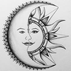 a drawing of the moon with a face on it