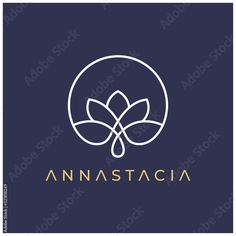 the logo for annastacia is shown in white on a dark blue background