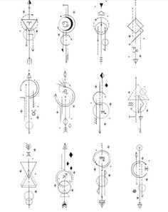 an image of different designs on the back of a tattoo armbands with arrows and circles