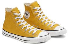 Converse Chuck Taylor All Star Seasonal Colour High Top 164932C Yellow Converse Outfit, Yellow Chuck Taylors, Yellow Converse, Random Clothes, Run Star Hike, Outfits With Converse, Black Gums, University Blue, Converse Chuck Taylor All Star