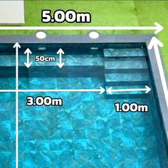 a pool with measurements for the size and width