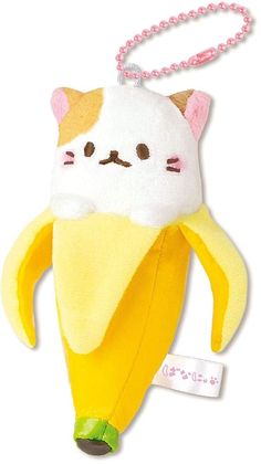 a stuffed banana with a cat on it