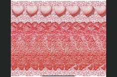 red and white background with hearts in the center, on top of each other's edges