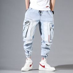 Jean Cargo Pants Outfit, Light Blue Cargo Pants, Blue Cargo Pants Outfit, Cargo Pants Outfit Men, Cargo Pants Outfit Women, Baggy Jeans Outfit, Blue Cargo Pants, Cyberpunk Clothes