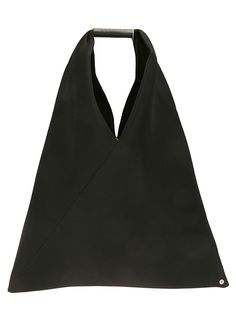 This Japanese tote bag by Mm6 By Maison Margiela showcases a unique silhouette with flat and triangle-shaped handles. Crafted from durable polyester and calf leather, it combines modern elegance with functionality for everyday use.  - Composition: 100% polyester body   - Calf leather accents   - Polyester lining   - Suitable for casual outings or city adventures Japanese Tote Bag, Flats Patterns, Designer Products, Leather Accents, Black Tote, Black Tote Bag, Luxury Outfits, Modern Elegance, Calf Leather