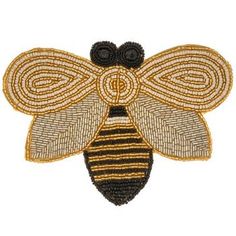 a gold and black embroidered bee