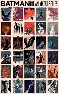 batman the animated series poster with many different characters and their name on it's back