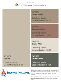 the color scheme for sheryln - williams's paint swatches is shown