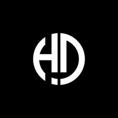 a black and white logo with the letter h in it's center, on a dark background