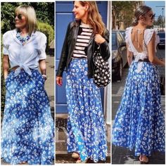 A-Line Skirt With Elastic Waistband. Hidden Side In-Seam Pockets And Seamed Ruffled Hem. Outer Shell 100% Cotton 2429/978 Skirt With Elastic Waistband, Zara Skirts, Floral Print Skirt, Print Skirt, A Line Skirt, A Line Skirts, Blue White, Womens Skirt, A Line