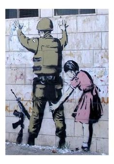 Soldier Searched by a Girl Giclee Print by Banksy. Find art you love and shop high-quality art prints, photographs, framed artworks and posters at Art.com. 100% satisfaction guaranteed. Banksy Graffiti, Banksy Art, 3d Street Art, Amazing Street Art, Murals Street Art, 3d Drawings, Human Art