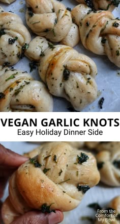 vegan garlic knots are an easy holiday dinner side dish