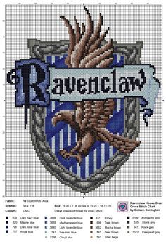 the cross stitch pattern for ravenclaw