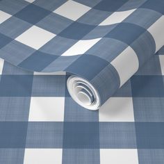 a blue and white checkered table cloth