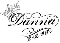 the name dana written in cursive writing with a crown on top