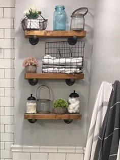 the bathroom is clean and ready to be used as a storage area for toiletries