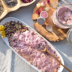 a table topped with lots of different types of food