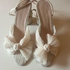 Camellia White Pleated Bow Heel. Only Worn Once For My Wedding! Size 10. Usually Size 8.5/9 So Run Small! Camellia White, Loeffler Randall Shoes, Bow Heels, Loeffler Randall, My Wedding, Shoes Women Heels, Shoes Heels, Size 10, Women Shoes