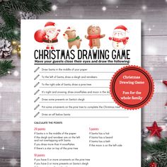 a christmas drawing game with santa and reindeers on it