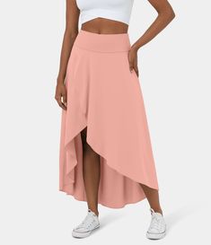 Women’s Breezeful™ High Waisted High Low Ruffle 2-in-1 Flowy Quick Dry Casual Regular Maxi Skirt - HALARA Casual Maxi Skirt, Midi Skirt Casual, Flowy Maxi Skirts, Maxi Rok, Bleach Wash, Komplette Outfits, Casual Skirt, Belleza Natural, Outfit Casual