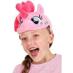 It will be time for Pinkie Pie fun with this My Little Pony Pinkie Pie Headband! This headband is licensed by Hasbro and can be worn as a costume or for roleplaying fun. Made of velour fabric and polyester fiberfill, the headband fits with a plastic headband and features a soft-sculpted headpiece that shows off the face and features of Pinkie Pie. Cute Pink Costume Hats And Headpieces, Playful Pink Headband For Playtime, Cute Pink Headband One Size Fits Most, Fun Pink Adjustable Costume Accessories, Cute Adjustable Costume Headband, Cute Adjustable Pink Headband, Cute Adjustable Headband Costume Accessories, Face Headband, My Little Pony Pinkie Pie