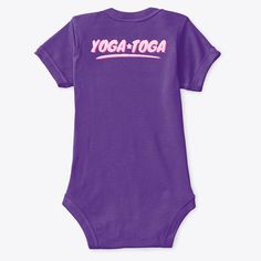 a purple bodysuit with the words yoga - 100a printed on it