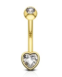 PRICES MAY VARY. [Design] This 925 Sterling Silver Belly Button Ring Adopted the Simple Heart Shape Design with the 14K Gold Plated, Dainty and Cute, Suitable for your Daily Outfit with no Difficulty. [Gauge Size] 14G = 1.6MM; Barbell Length: 10MM; Easy to Wear on and Take off. [Material] This Gold Heart Belly Button Ring is made of the 925 Sterling Silver with the 14K Gold Plated Material and the Clear CZ, Hypoallergenic, Friendly to your Sensitive Skin. [Value Pack] Every Package included 1 Pi Gold Belly Piercing, Gold Belly Rings, Navel Piercing Jewelry, Rings Dainty, Belly Piercing Jewelry, Gold Belly Ring, Body Jewelry Piercing, Button Rings, Belly Piercing