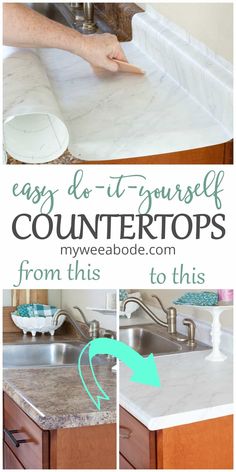 a kitchen counter with the words easy diy - yourself countertops