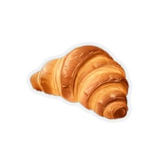 an illustration of a croissant sticker on a white background